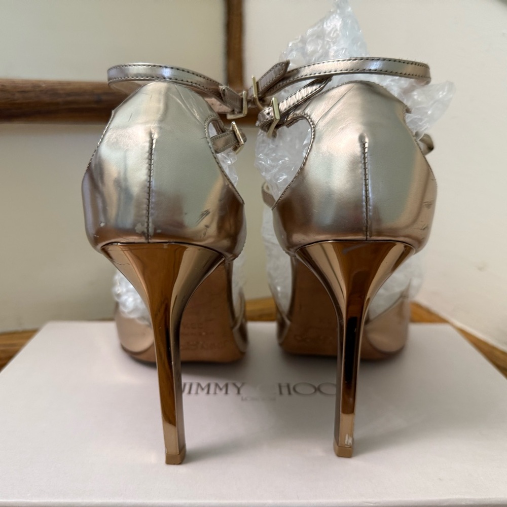 Jimmy Choo Gold Stiletto Heels - Picture 3 of 11